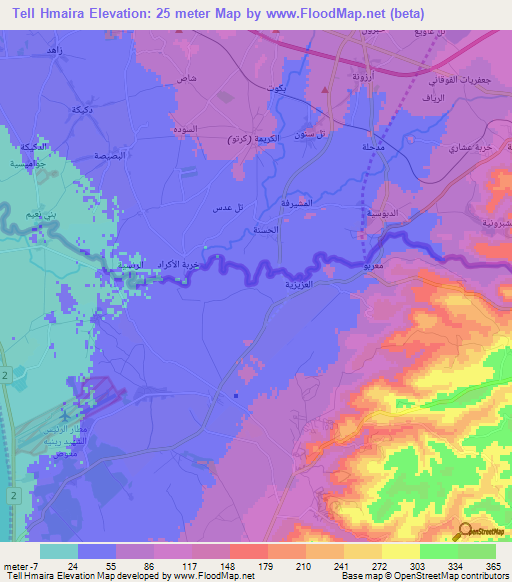 Tell Hmaira,Lebanon Elevation Map
