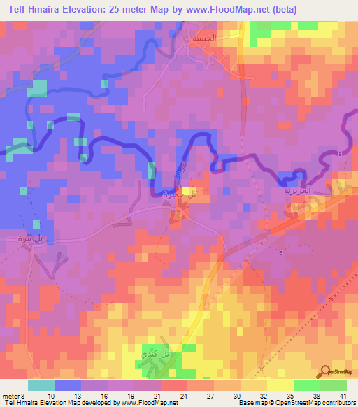 Tell Hmaira,Lebanon Elevation Map
