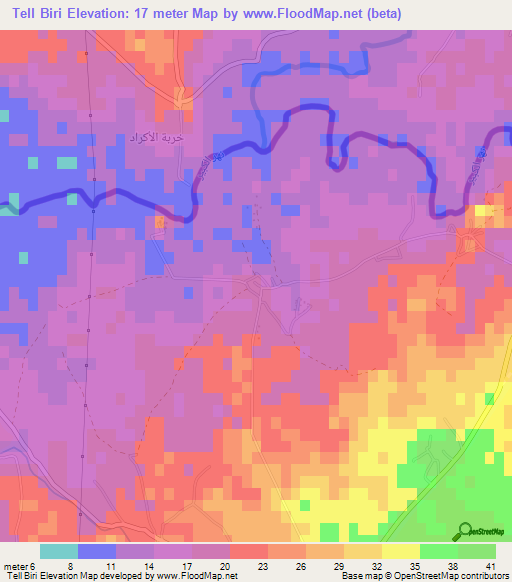 Tell Biri,Lebanon Elevation Map