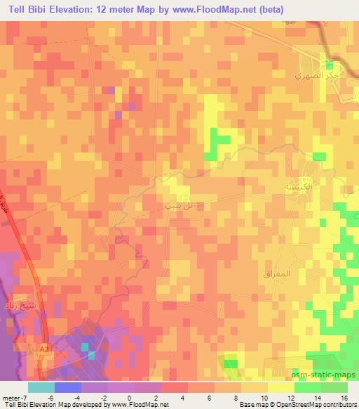 Tell Bibi,Lebanon Elevation Map
