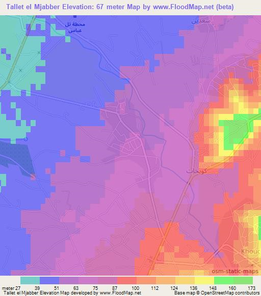 Tallet el Mjabber,Lebanon Elevation Map