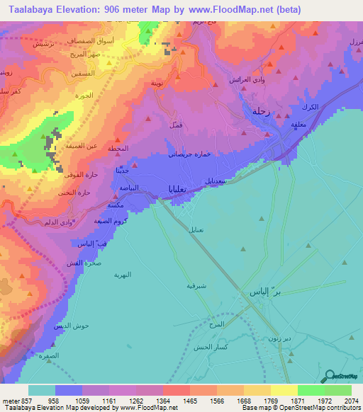Taalabaya,Lebanon Elevation Map