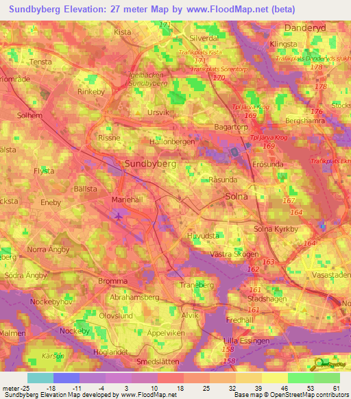 Sundbyberg,Sweden Elevation Map