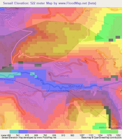 Seraail,Lebanon Elevation Map