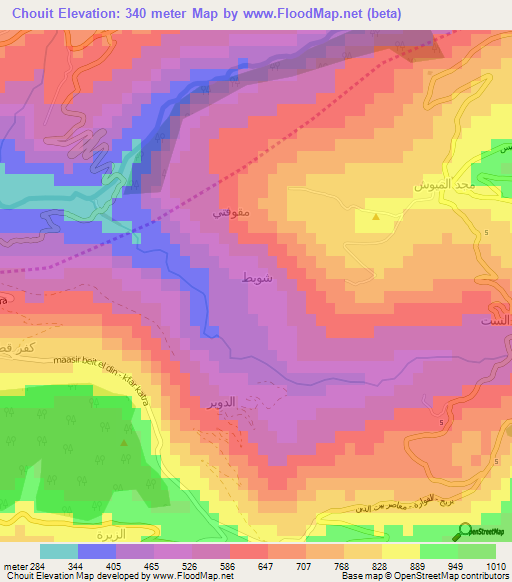 Chouit,Lebanon Elevation Map