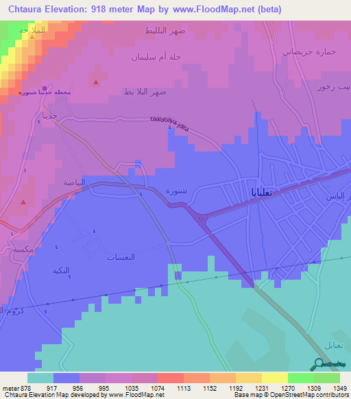 Chtaura,Lebanon Elevation Map