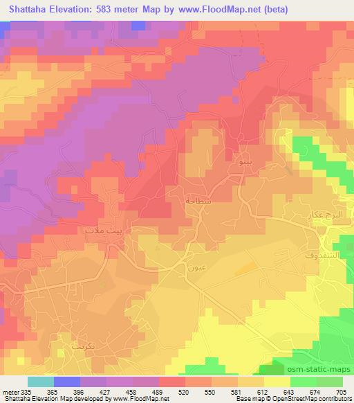 Shattaha,Lebanon Elevation Map