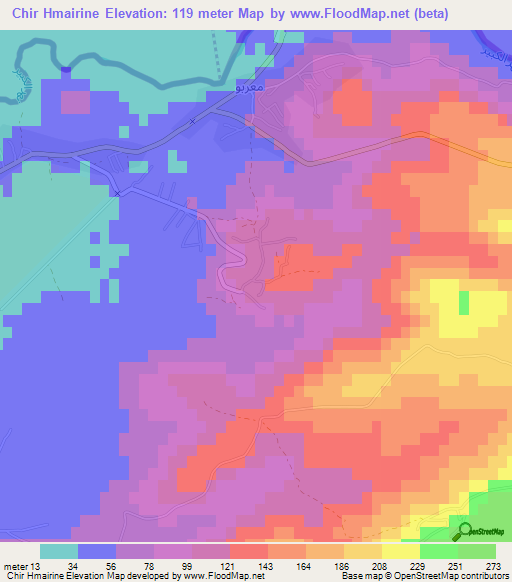 Chir Hmairine,Lebanon Elevation Map