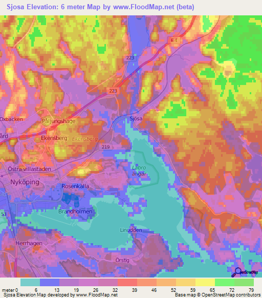 Sjosa,Sweden Elevation Map