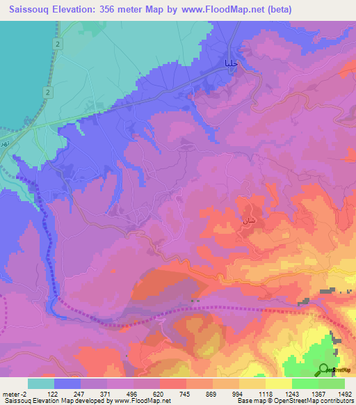 Saissouq,Lebanon Elevation Map