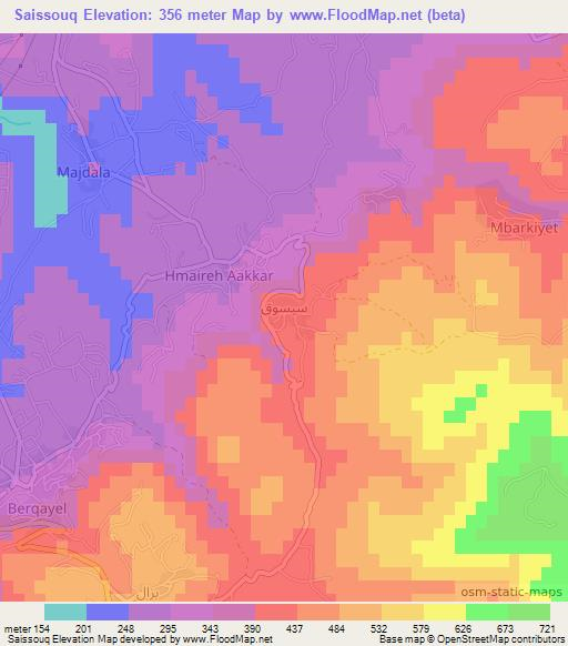 Saissouq,Lebanon Elevation Map
