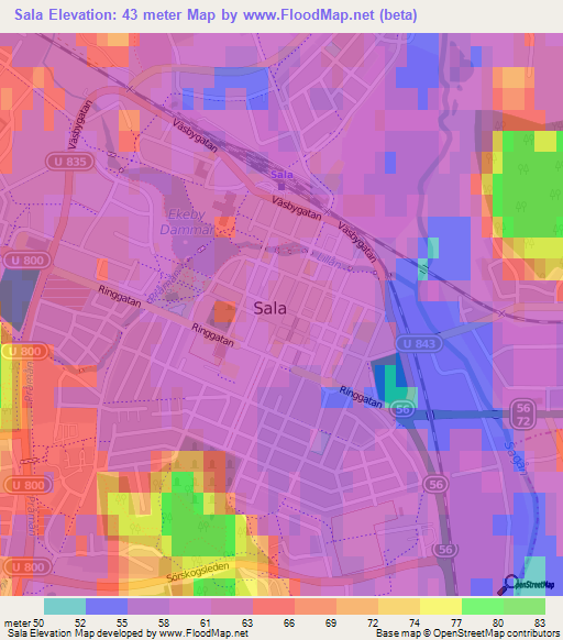 Sala,Sweden Elevation Map