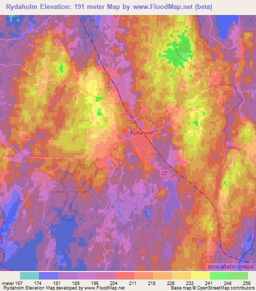 Rydaholm,Sweden Elevation Map