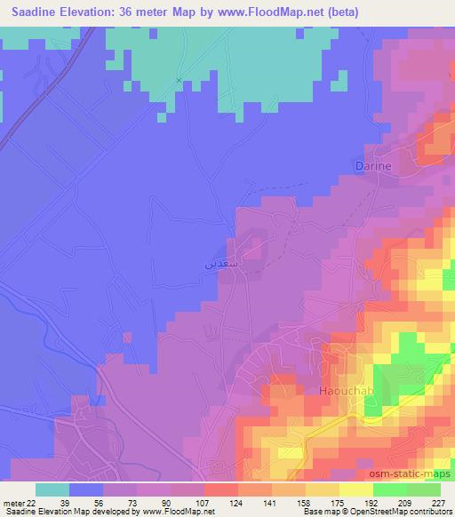 Saadine,Lebanon Elevation Map
