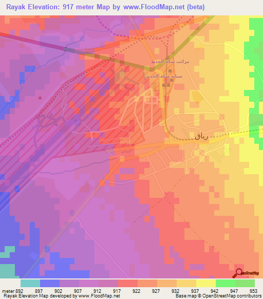 Rayak,Lebanon Elevation Map
