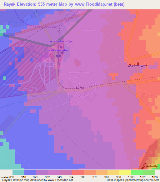 Rayak,Lebanon Elevation Map
