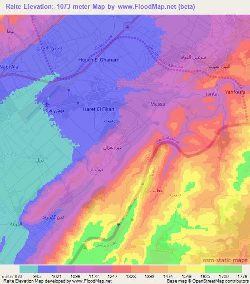 Raite,Lebanon Elevation Map