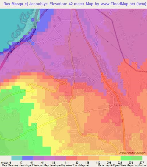 Ras Masqa ej Jenoubiye,Lebanon Elevation Map