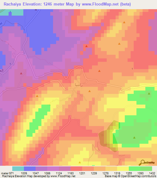 Rachaiya,Lebanon Elevation Map