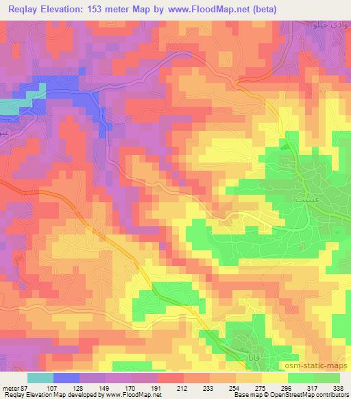 Reqlay,Lebanon Elevation Map