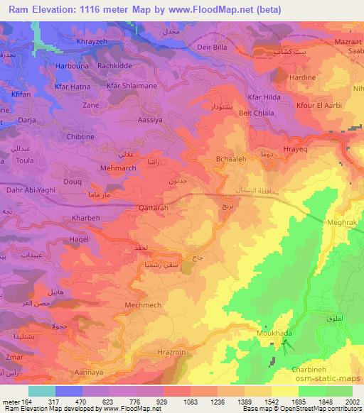 Ram,Lebanon Elevation Map