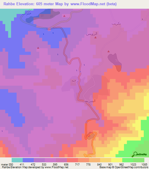 Rahbe,Lebanon Elevation Map