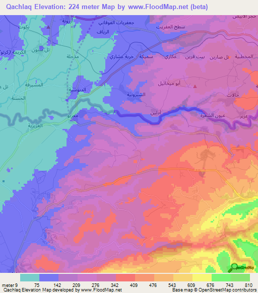 Qachlaq,Lebanon Elevation Map