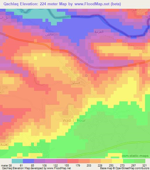 Qachlaq,Lebanon Elevation Map