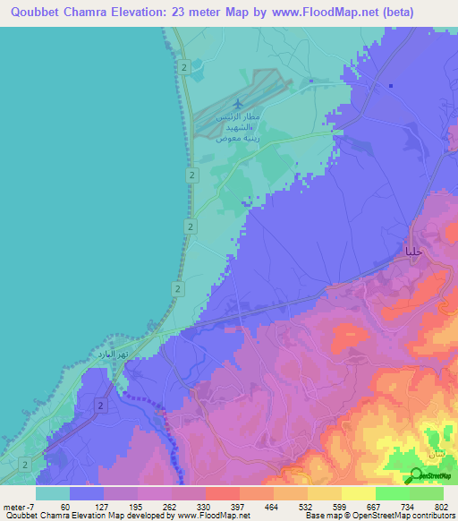 Qoubbet Chamra,Lebanon Elevation Map