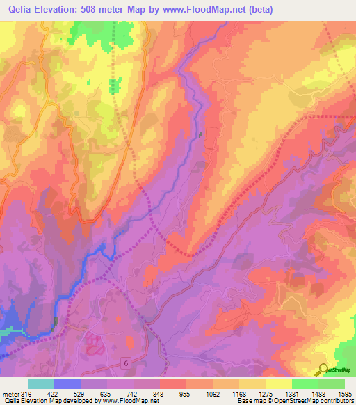 Qelia,Lebanon Elevation Map