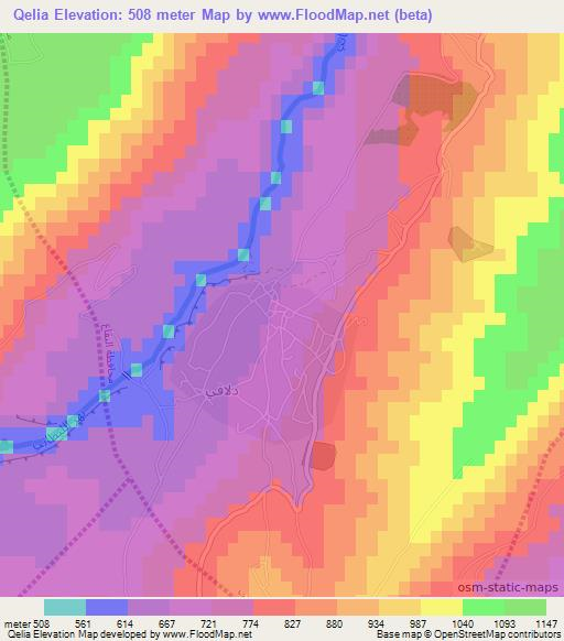 Qelia,Lebanon Elevation Map