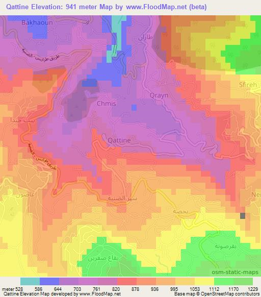 Qattine,Lebanon Elevation Map
