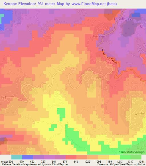 Ketrane,Lebanon Elevation Map