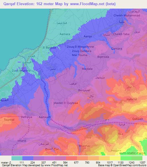 Qarqaf,Lebanon Elevation Map
