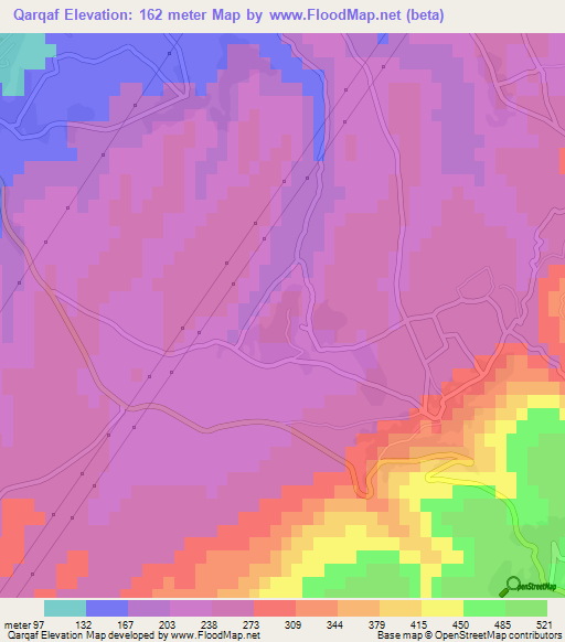Qarqaf,Lebanon Elevation Map