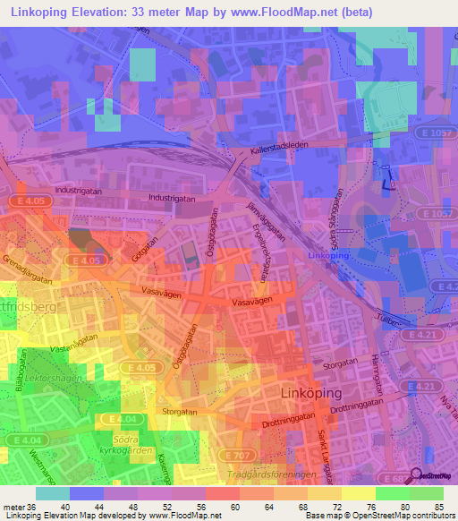Linkoping,Sweden Elevation Map