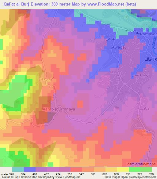 Qal`at al Burj,Lebanon Elevation Map
