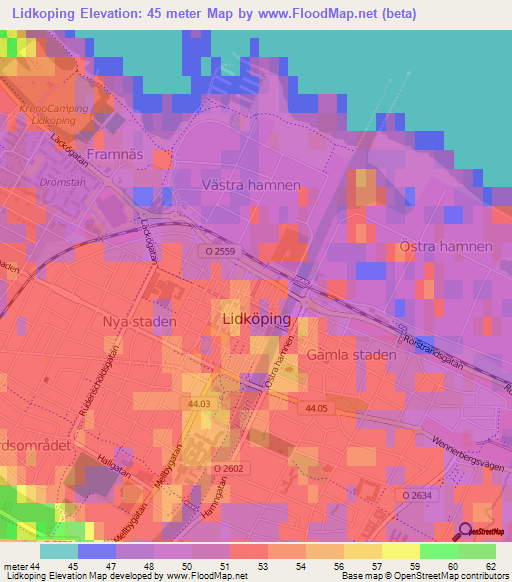 Lidkoping,Sweden Elevation Map