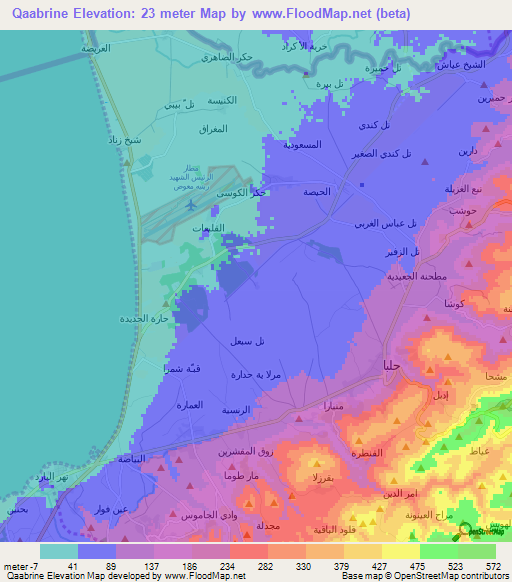 Qaabrine,Lebanon Elevation Map