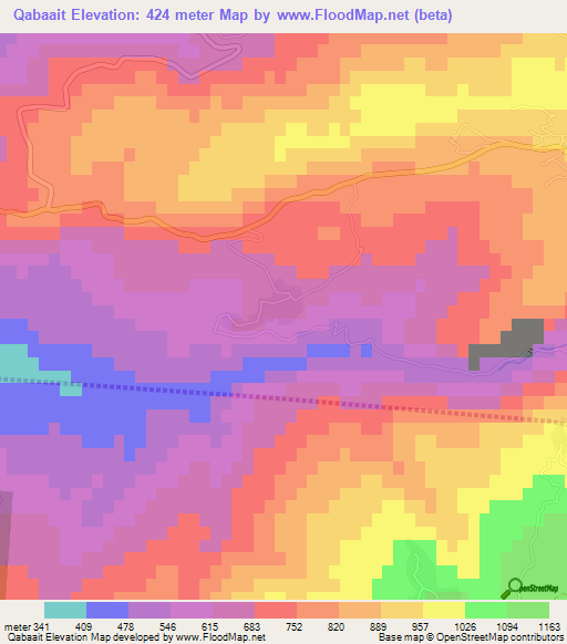 Qabaait,Lebanon Elevation Map