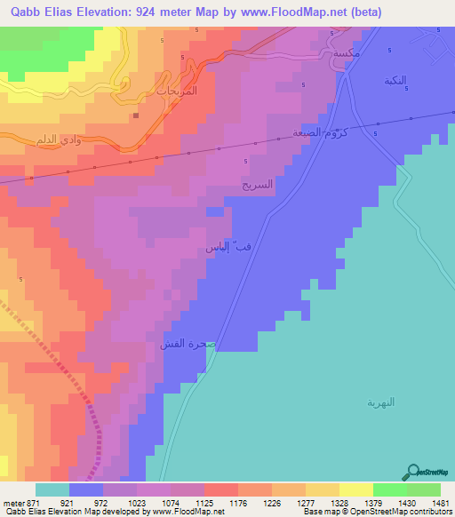 Qabb Elias,Lebanon Elevation Map