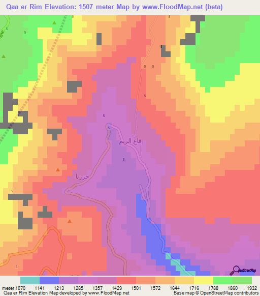 Qaa er Rim,Lebanon Elevation Map