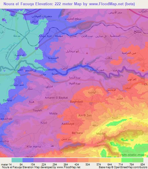 Noura el Faouqa,Lebanon Elevation Map