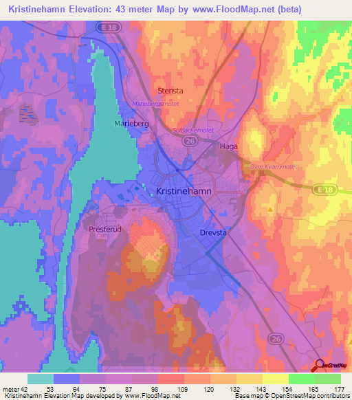 Kristinehamn,Sweden Elevation Map