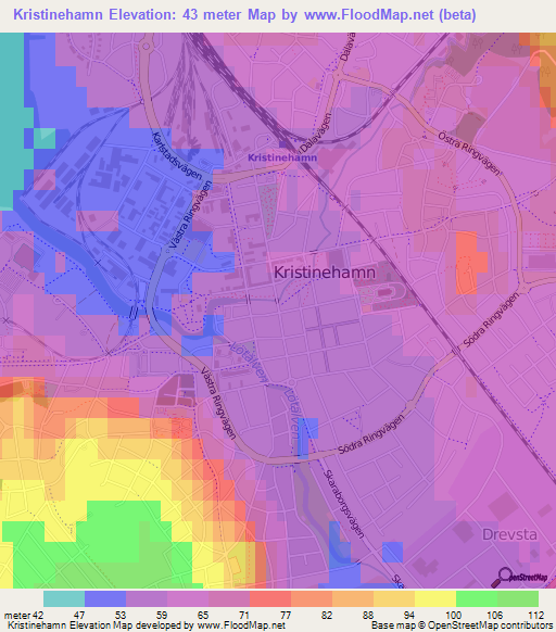 Kristinehamn,Sweden Elevation Map