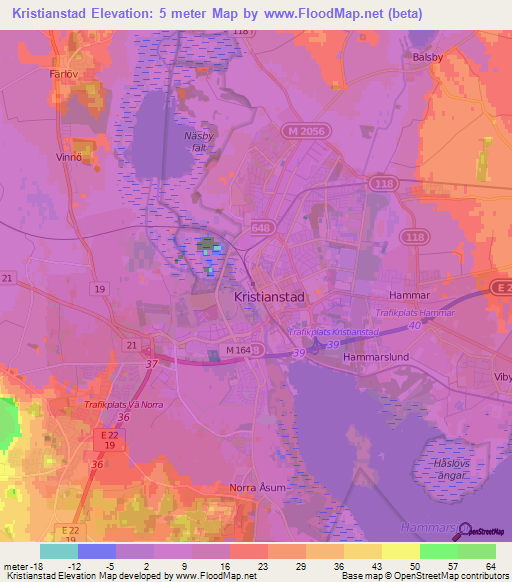 Kristianstad,Sweden Elevation Map