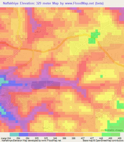 Naffakhiye,Lebanon Elevation Map