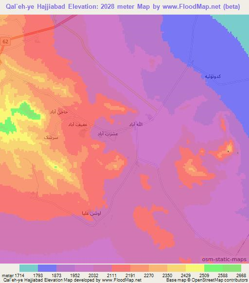 Qal`eh-ye Hajjiabad,Iran Elevation Map