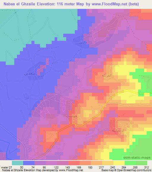Nabaa el Ghzaile,Lebanon Elevation Map