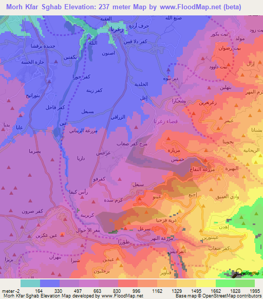 Morh Kfar Sghab,Lebanon Elevation Map